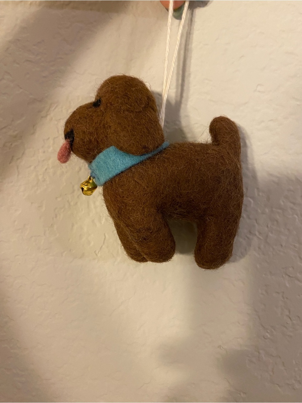 Handmade Needle Felted Dog Ornament keychain Wool Felt poodle doodle keychain